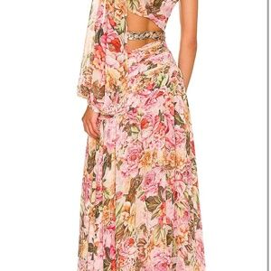 One Shoulder Floral Dress for Women Cut Out Ruffle Boho Maxi Dress